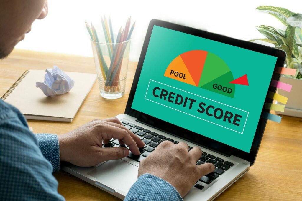 Businessman Checking Credit Score Online and Financial payment Rating