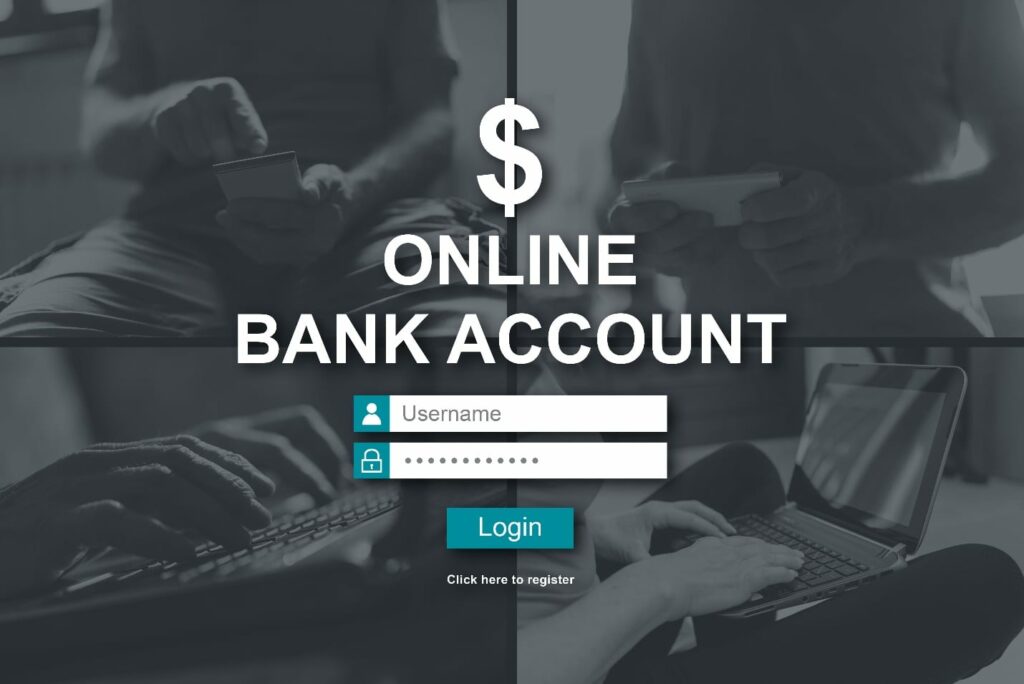 Online bank account concept illustrated by a picture