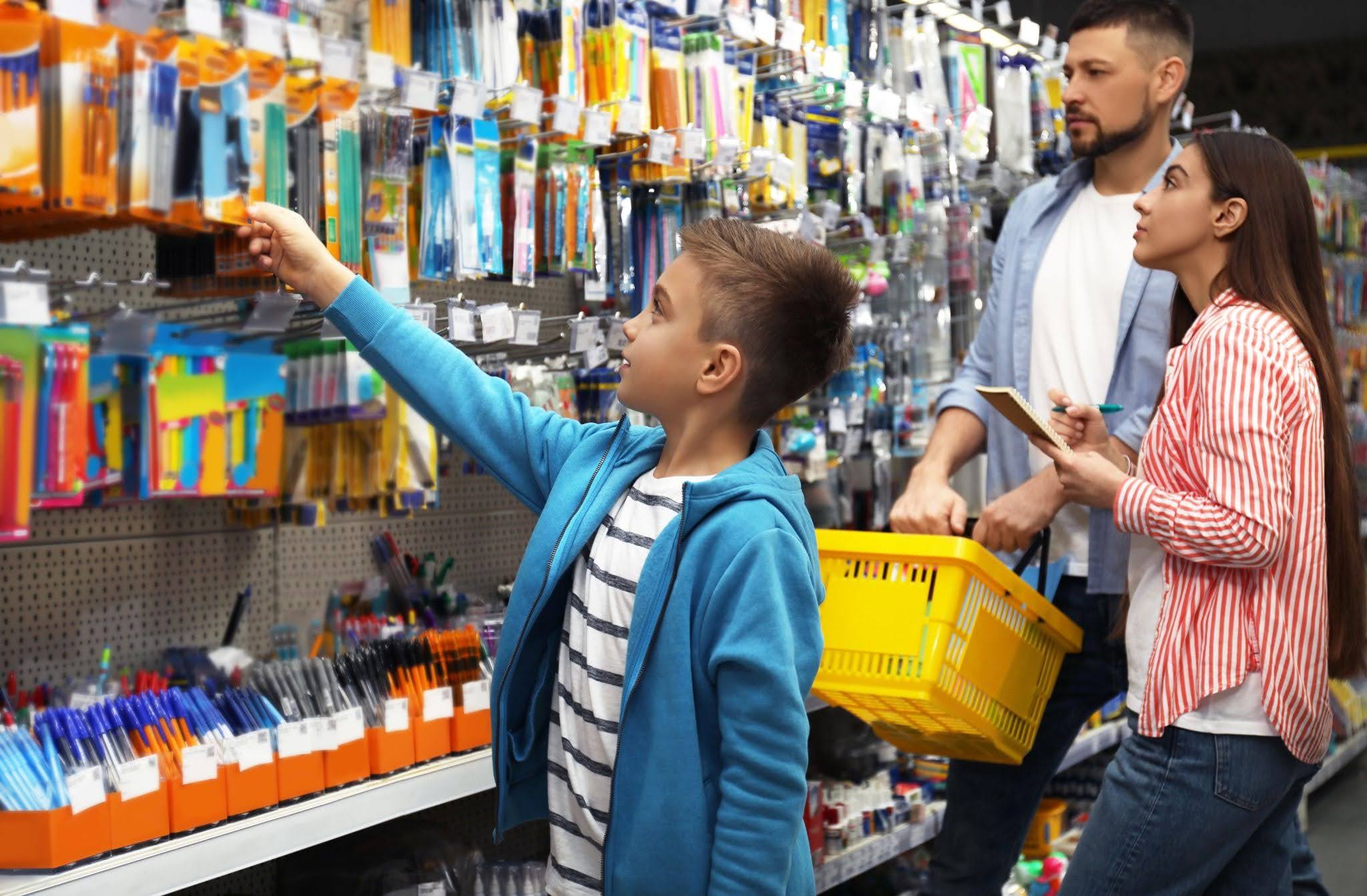 A family back to school shopping